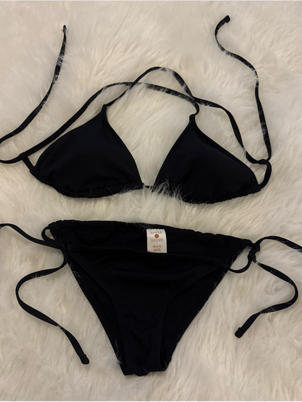 Shade & Shore Black Adjustable Tie-Side Triangle Bikini
